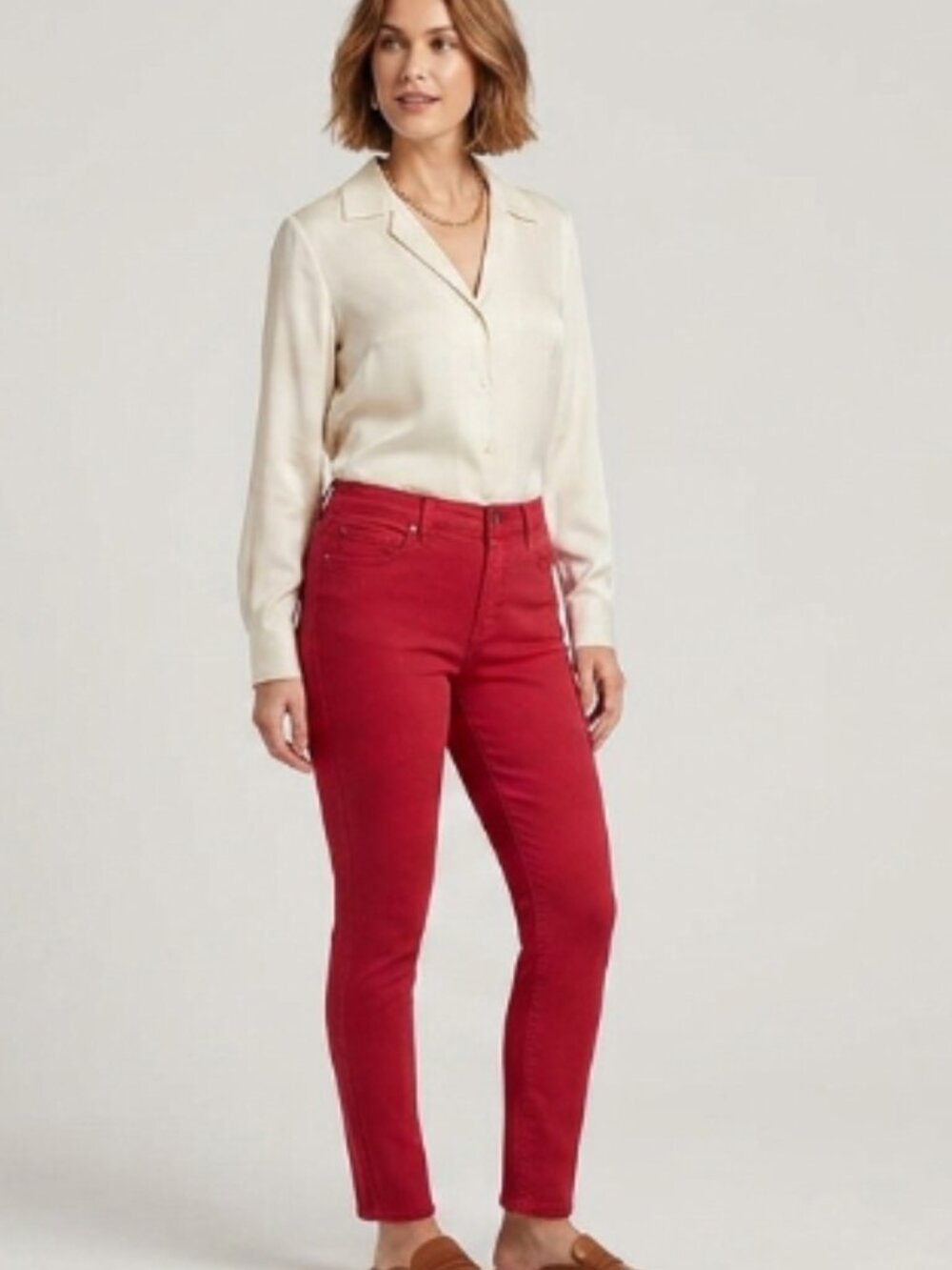 Gloria Vanderbilt Jessa Red Curvy Skinny Slimming Jeans Size 8P Petite